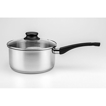 Maxware Classic Stainless Steel Covered Saucepan With Glass Lid (Stainless Steel, 3/4 Quart)