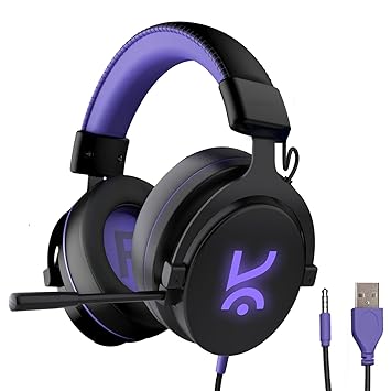 Kreo Beluga 3.5mm Over-Ear Wired Gaming Headphone with ANC Mic | Premium Sound Quality with 50mm Drivers | Gaming Headphones with Cooling Gel Earpads | Gaming Headset with Adjustable Aluminium Bands (3.5mm Connector)