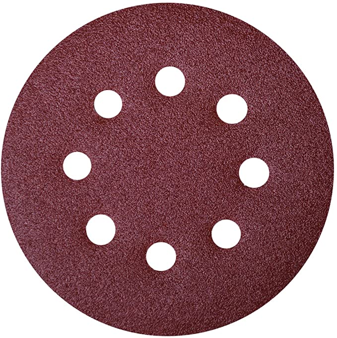 POWERTEC 45018 A/O Hook and Loop 8 Hole Disc, 5-Inch, 180 Grit, 25-Pack