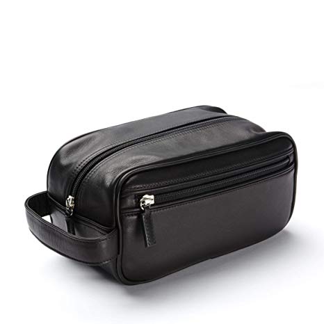 Leatherology Small Shave Toiletry Bag - Full Grain Leather - Black Onyx (black)