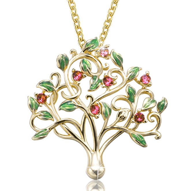 Angelady" Tree of Life" Family Pendant Necklace Birthstone,Crystal from Swarovski,Gifts for Birthday Wedding