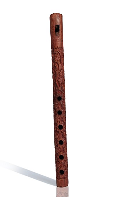Unique 13" Exotic Hand Carved Authentic Traditional Wooden Flute Great Sound Indian Musical Instrument Store Indya