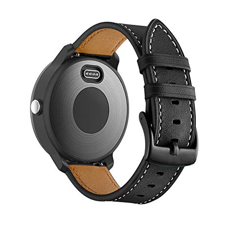 BIGTANG Vivoactive 3 Watch Band, 20mm Quick Release Genuine Leather Watch Strap for Garmin Vivoactive 3/ Forerunner 645 Music/Samsung Galaxy 42mm Smart Watch – Black
