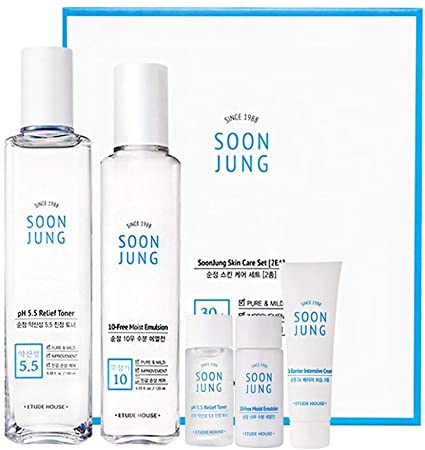 ETUDE HOUSE Soonjung Skin Care 2 Set (Free Toner   Emulsion   Cream) - Hypoallergenic Skin Soothing and Moisturizing Skincare for Sensitive Skin