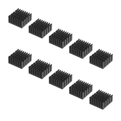 BCP 10pcs Black Aluminum Cooler Radiator Heat Sink Heatsink for Raspberry Pi, IC Chips, 20mm x 20mm x 10mm