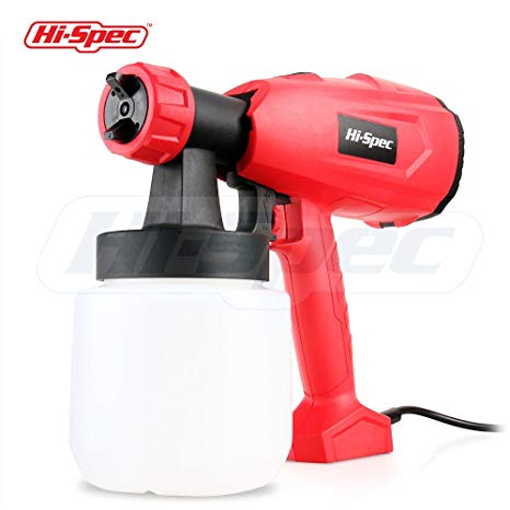 Hi-Spec Heavy Duty Electric Paint Spray Gun with 800ml Paint Holder for Applying Paint, Lacquers, Stains, Varnish, Fine Finishes to Interior & Exterior Projects Professional Finish Sprayer