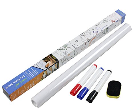 Vinyl Whiteboard/Dry Erase Board Sticker With 3 Pieces Marker Pens and a Piece of Eraser 45x200cm by FANCY-FIX