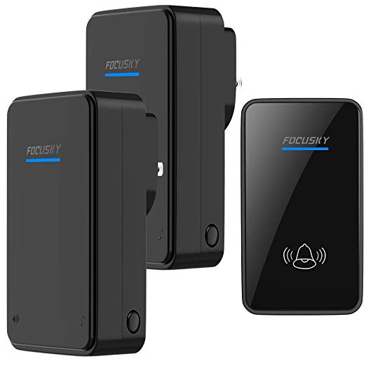 Wireless Doorbell,2 Plugin Receivers and 1 Waterproof Button-Door Chime Kit with 1000ft/300m Operating Range -48 Different Ringtones -Adjustable Volume (Black 2)