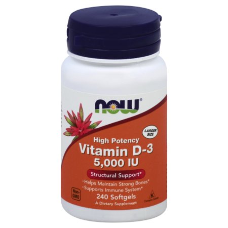 NOW Foods Vitamin D3 5000 IU Softgels, 240 Ct