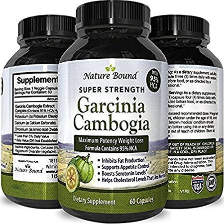 95% HCA Garcinia Cambogia Supplement Natural Weight Loss Pills - Pure Garcinia Extract Fat Burner for Men & Women Block Carbs Suppress Appetite Boost Metabolism and Energy Support - Nature Bound