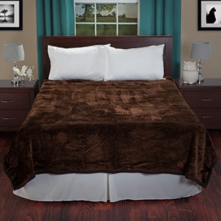 Lavish Home Solid Soft Heavy Thick Plush Mink Blanket, 8-Pound, Coffee