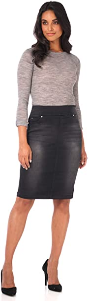 Rekucci Jeans Women's Ease into Comfort Pull-On Stretch Denim Skirt