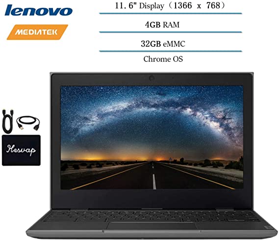 2020 Lenovo Chromebook 2ND Gen 11.6" Laptop Computer for Business and Student, 11.6" HD (1366 X 768) Display, 4GB RAM, 32GB eMMC, Chrome OS w/ HESVAP Accessories (MediaTek MT8173C)