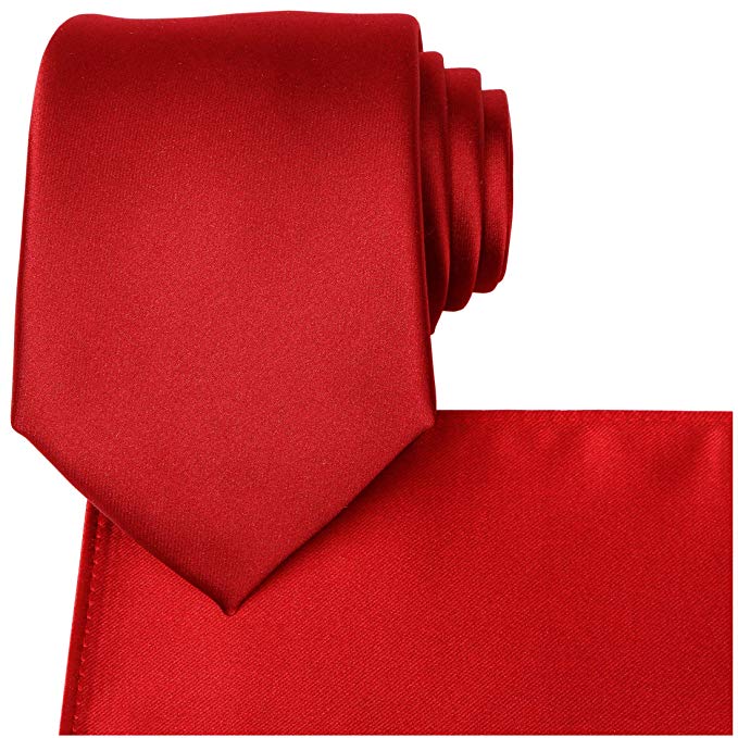 KissTies Solid Tie Set Satin Wedding Ties   Pocket Square   Gift Box