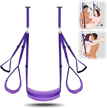 Sex Swing Erotic Toys for Couples - UTIMI Sex Position Love Sling for Door with Thick Sponge Cushion and Adjustable Straps Sex Furniture for Women's Pleasure Adult Sex Games Holds up to 300lbs, Purple