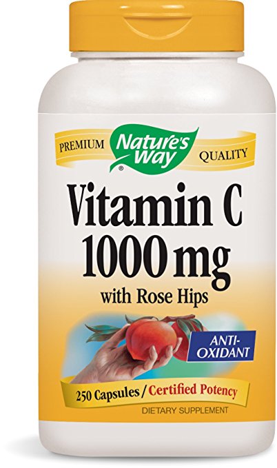 Nature's Way Vitamin C 1000 with Rose Hips, 250 Capsules