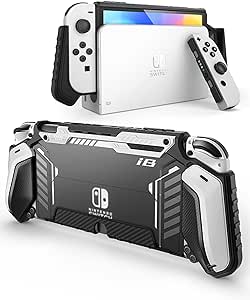 i-Blason Armorbox for Nintendo Switch OLED Case 2021, Dockable Rugged Protective Case Compatible with Nintendo Switch OLED Model and Joy-Con Controller (White)