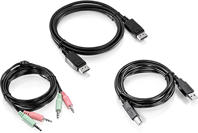 TRENDnet 6 ft. Display Port, USB, and Audio KVM Cable Kit, Compatible w/ TK-240DP KVM Switch, DisplayPort 1.2, USB Mouse/Keyboard, 3.5mm Audio Connections, TK-CP06