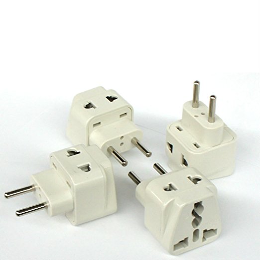 Tmvel TMV-T9C-4PK Universal 2 In 1 High Quality, CE Certified, Plug Adapter Type C for Europe, Turkey and More - RoHS Compliant - 4 Pack