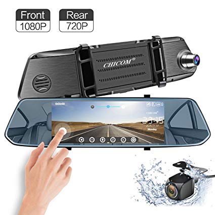 Mirror Dash Cam, 7" IPS Touch Screen [New Version] 1080P Front   720P Rear View Full HD Dual Lens Dashboard Camera Car Video Recorder G-Sensor, Parking Assistance, Loop Recording