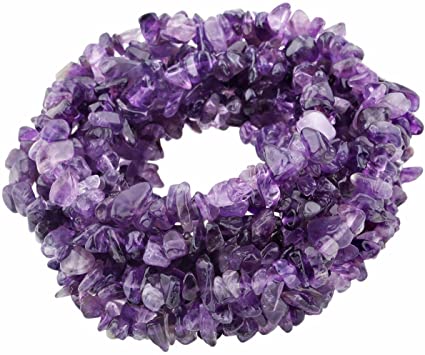 SUNYIK Amethyst Tumbled Chip Stone Irregular Shaped Drilled Loose Beads Strand for Jewelry Making 35"