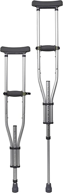 McKesson Underarm Crutches Aluminum Frame Youth/Adult/Tall Adult 300 lbs. Weight Capacity Push Button Adjustment Push Button Adjustment, 146-RTL10433