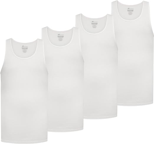 New Balance Men's Cotton Performance Rib Sleeveless Tank Top Undershirt (4 Pack)