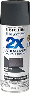 Rust-Oleum 350373 Painter's Touch 2X Ultra Cover Spray Paint, 12 oz, Satin Charcoal Gray