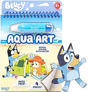 Bluey Aqua Art Pad, Bluey Toys for Kids Ages 3 & Up, Bluey Color-with-Water Book, Reusable Water Reveal Bluey Activity Book