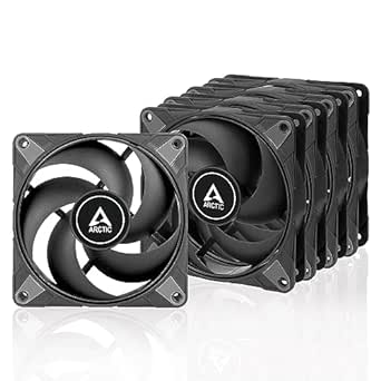 ARCTIC P12 Max (5 Pack) - PC Fan, High-Performance 120mm Case Fan, PWM controlled 200–3300 rpm, Optimised for static pressure, 0dB mode, Fluid Dynamic Bearing - Black