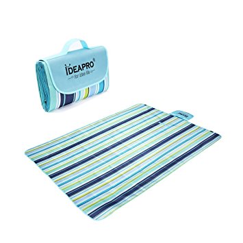 Picnic Blanket, IDEAPRO Large Outdoor Picnic Blanket with Waterproof Backing - 145 x 180 cm Beach Rug Mat - Folding and Portable Perfect for Beach, Travel, Festival, Camping