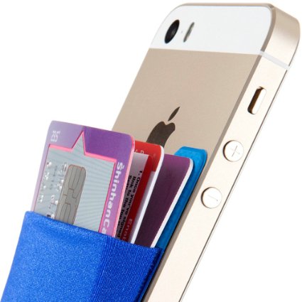 Card Holder, Sinjimoru Stick-on Wallet functioning as iPhone Wallet Case, iPhone case with a card holder, Credit Card Wallet, Card Case and Money Clip. For Android, too. Sinji Pouch Basic 2, Blue