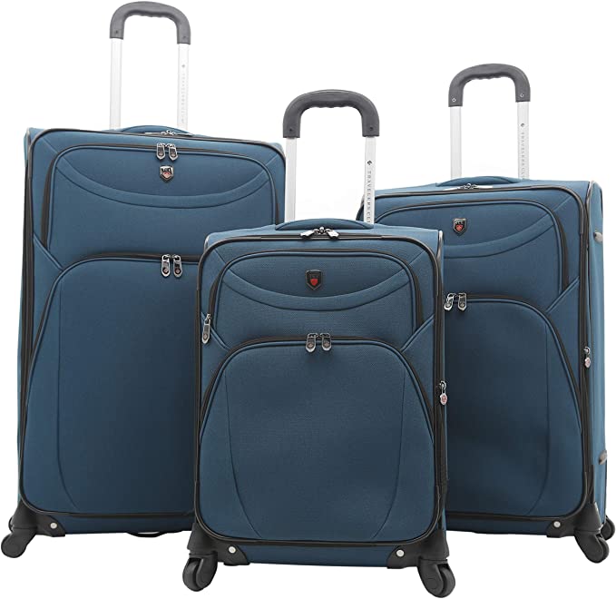 Travelers Club Marino Expandable Spinner Luggage, Teal Blue, 3 Piece Set (21/25/29)