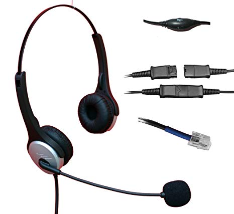 Voistek Corded Binaural Call Center Telephone RJ Headset Noise Cancelling Headphone with Microphone and Quick Disconnect for Cisco 7970 9971 Office IP phones and Planronics M10 M12 M22 MX10 Amplifiers (H20PCIS)