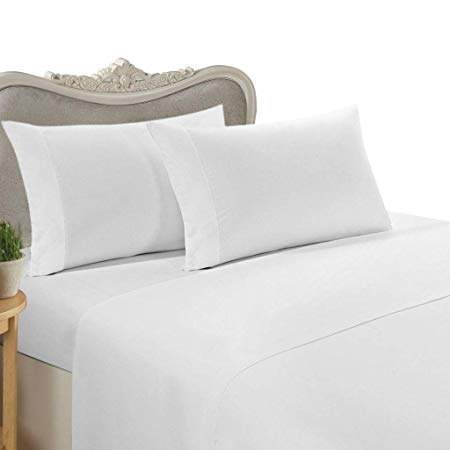 Luxurious WHITE Solid / Plain, QUEEN Size, 1200 Thread Count Ultra Soft Single-Ply 100% Egyptian Cotton, THREE (3) Piece DUVET COVER SET Including TWO (2) Shams / Pillow Cases&nbsp;1200TC