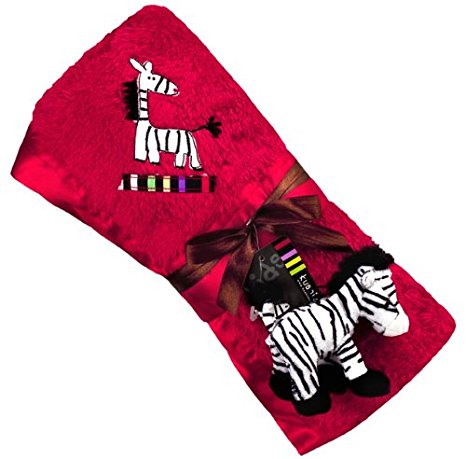 Kushies Zebra Blanket with Plush Toy, Red