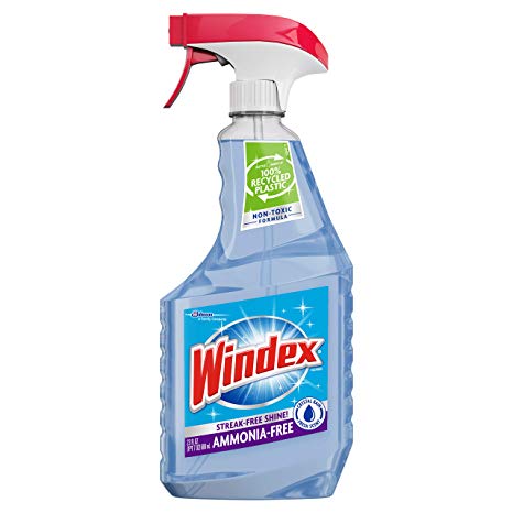 Windex Ammonia-Free Glass Cleaner Trigger Bottle, Crystal Rain, 23 fl oz