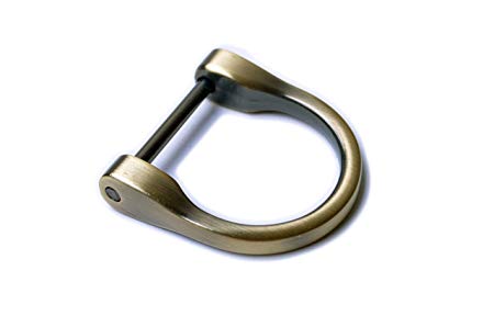 Bobeey 4pcs 1 inch D-Rings Horseshoe Shape D Ring,U shape D rings,Screw In Shackle Horseshoe Shape D Ring DIY Leather Craft Purse Keychain Accessories BBC6 (1'', Brushed Brass)