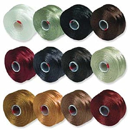 S-Lon Beading Thread Mixture 12 Colors Size D - Neutrals Mix