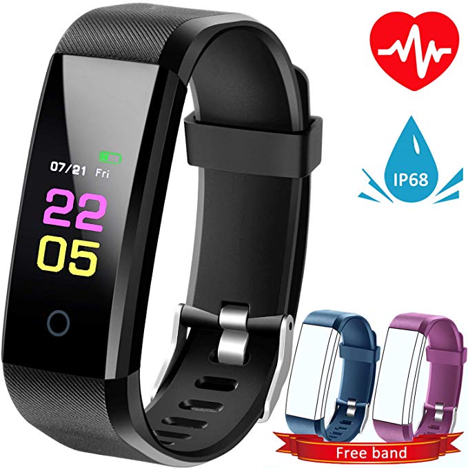 Fitness Tracker Waterproof with Blood Pressure Monitor, Activity Tracker Watch with Heart Rate Monitor, Sleep Monitor, Calorie Counter Step Counter Watch for Kids Women Men for iOS Android Phones