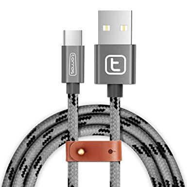 Reversible USB Type C Cable,TORRAS 3.3Ft/1M High Speed Durable Nylon Braided USB C TO USB A 2.0 Charging Cable For Nexus 5X/6P,Samsung GS3,Apple New Macbook,ChromeBook Pixel,and More(Grey)