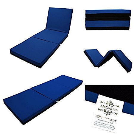 Magshion* Single Size (27"Wide) Memory Foam Mattresses Folding Bed (Dark Blue)
