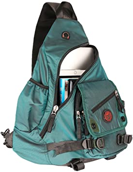 Kawei Knight Large Sling Bag Laptop Backpack Cross Body Messenger Bag Shoulder Travel Rucksack Olive