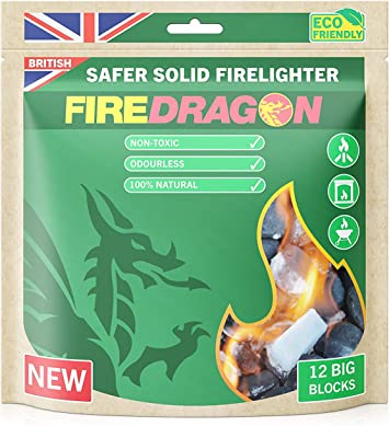 Fire Dragon (12 x 27g tablets) Outdoor and Indoor Fire Lighter Solid Blocks, Clear
