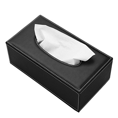 Levin PU Leather Household Rectangular Tissue Holder Box Cover Dispenser Napkin Holder Tray Pumping for House Hotel Car (Black) Price-off Promotions for Valentine's Day