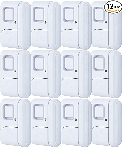 GE Personal Security Window/Door, 12-Pack, DIY Protection, Burglar Alert, Magnetic Sensor, Off/Chime/Alarm, Easy Installation, Ideal for Home, Garage, Apartment, Dorm, RV and Office, 45989, White