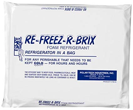 Polar Tech RE-FREEZ-R-BRIX RB60 Foam Refrigerant Packs, 64oz Capacity (Case of 3)