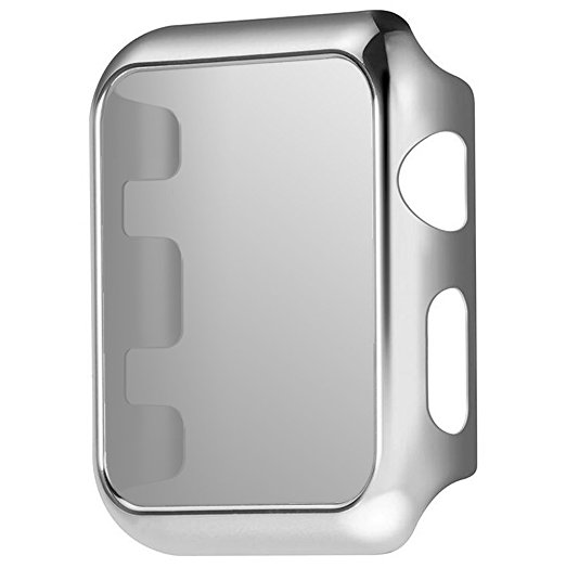 Apple watch case,UniqueKay Electroplate Metal Plated Hard Case Cover for Apple Watch 38mm All Models (Silver 38mm)