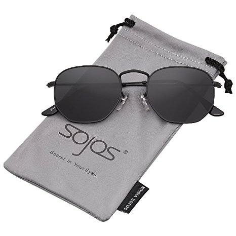 SojoS Small Classic Square Polygon Sunglasses for Men and Women Mirrored Lens Glasses SJ1072