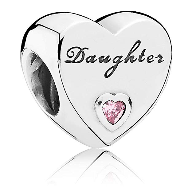 Pandora Daughter's Love Charm, Pink, Cubic Zirconia, Sterling Silver